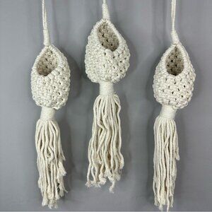 Macrame by Gunung New Home Decor Three Hanging Macrame Baskets‎ For Small Plants